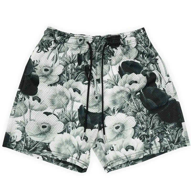 Rose Embroidered Hip Hop Shorts