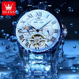 OLEVS 7013 Men's Watch Fashion Moon Phase Mechanical Watch For Men Waterproof Roman Scale Hollow Flywheel Automatic Hand Clock