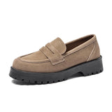 AIYUQI Women's Suede Square-Heel Loafers | British Style