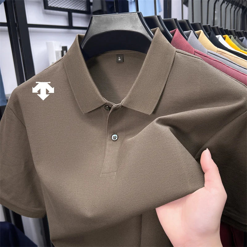 Men's Luxury Cotton Polo | Geometric Print Summer Shirt