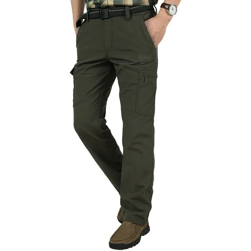 Men's Winter Fleece Straight-Leg Cargo Pants