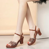 Women's Mesh Platform Sandals with Block Heel