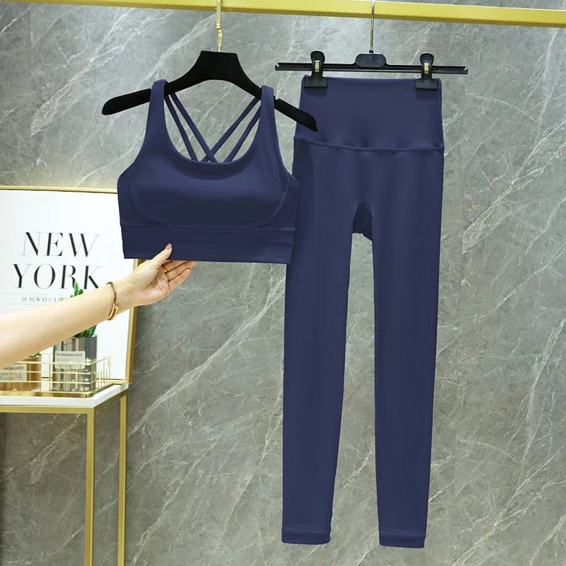 TRY TO BN 2 Piece Yoga Set Women's Tracksuit Sports Bra High Waist Leggings Tummy Control Squat Proof Workout Outfit Gym Clothes