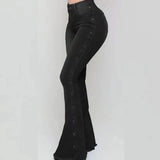 Women's High-Waist Stretch Denim Flare Pants