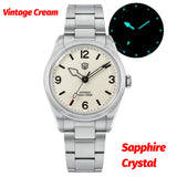Watchdives WD1960S V2 36Mm Vintage Cream Man Watches VH31 Sweep Seconds Quartz Watch Bubble K1 Sapphire Luminous Stainless Steel