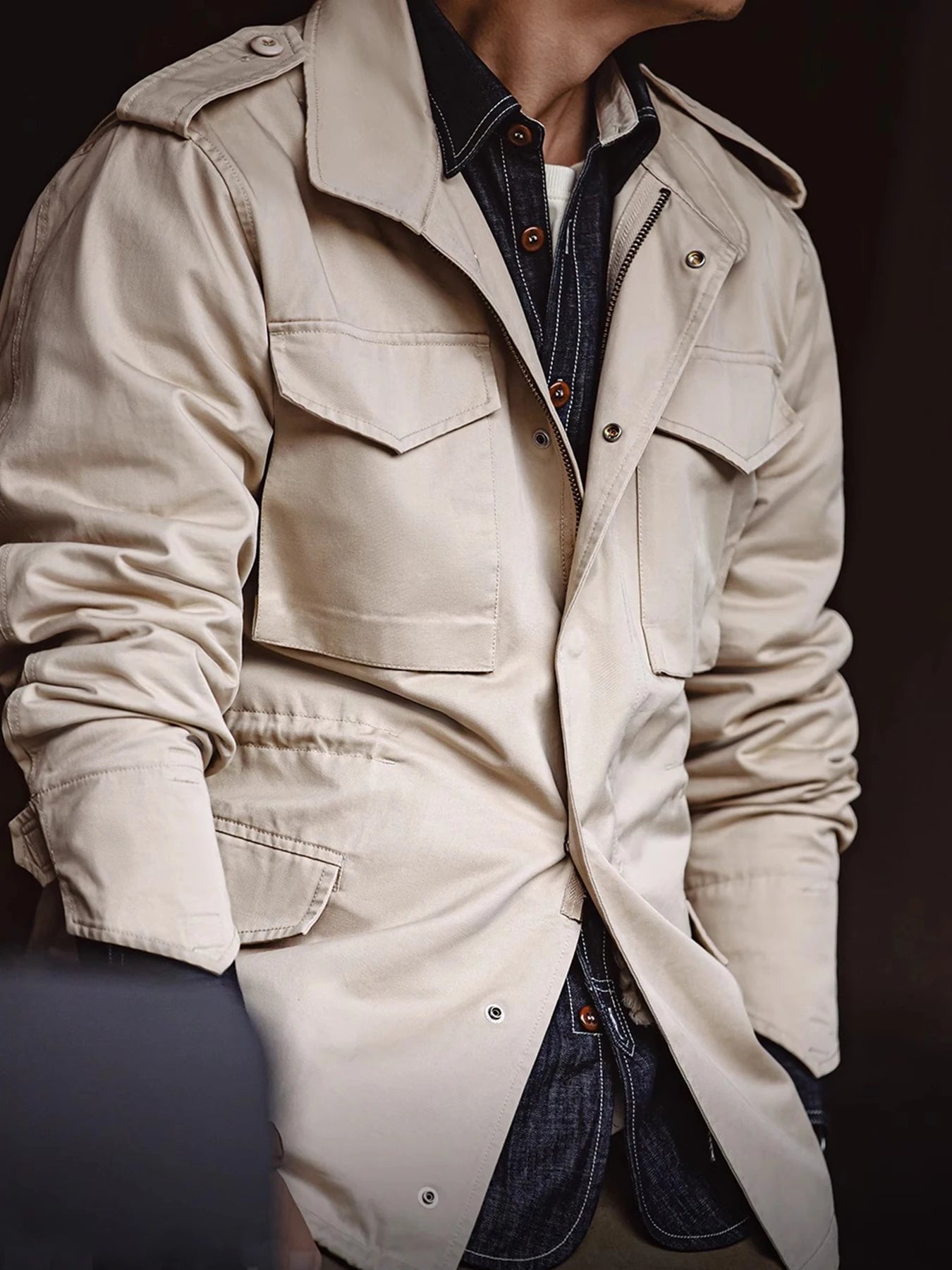 Men's Vintage Military Field Jacket – Cotton Zip Coat