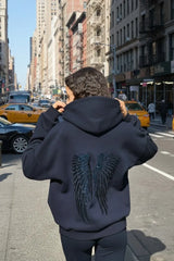 Women's Y2K Sequin Angel Wings Hoodie