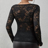 Elegant Floral Lace V-Neck Top