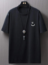 Men's Cotton T-Shirt with Minimalist Smile Print
