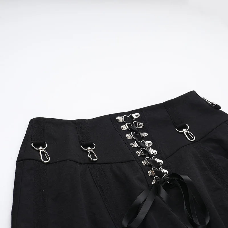 Gothic High-Waist A-Line Midi Skirt | Harajuku Grunge Y2K