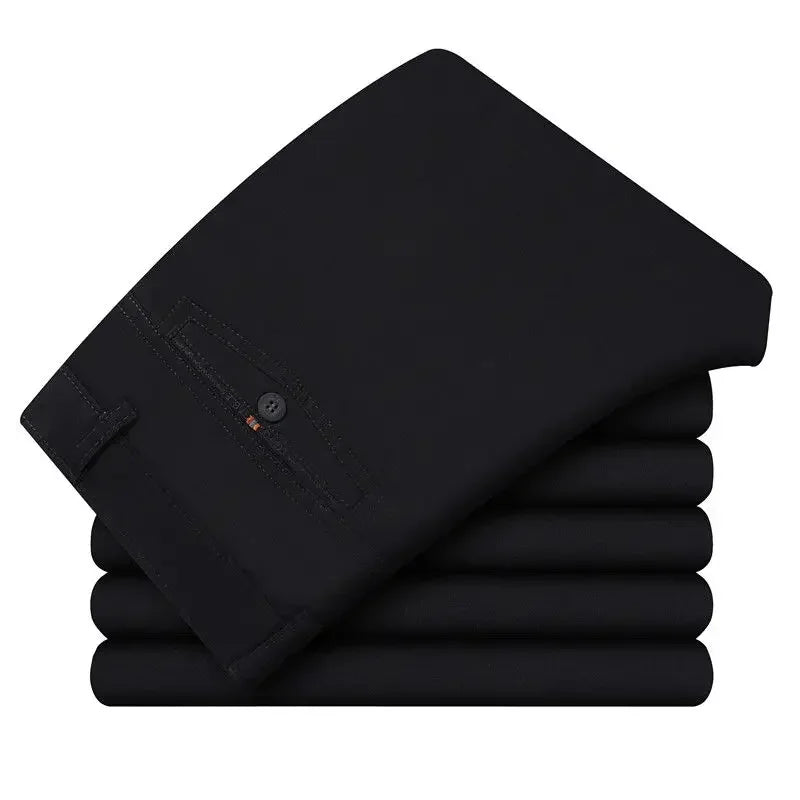 Men's Cotton Straight-Leg Casual Trousers