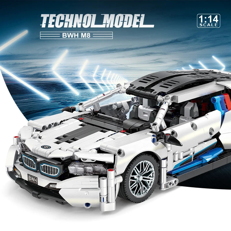 1:14 Scale Racing Car Technical Building Blocks Set 1208PCS Model Car Kit Hobby Collectible Display Toy Birthday Christmas Gift