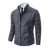 Men’s Fleece-Lined Stand Collar Cardigan
