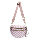 Women Checkered Bum Bag Casual Fanny Pack Large Capacity Crossbody Adjustable Strap Simple Shoulder Mommy Bag Daily Travel Tote