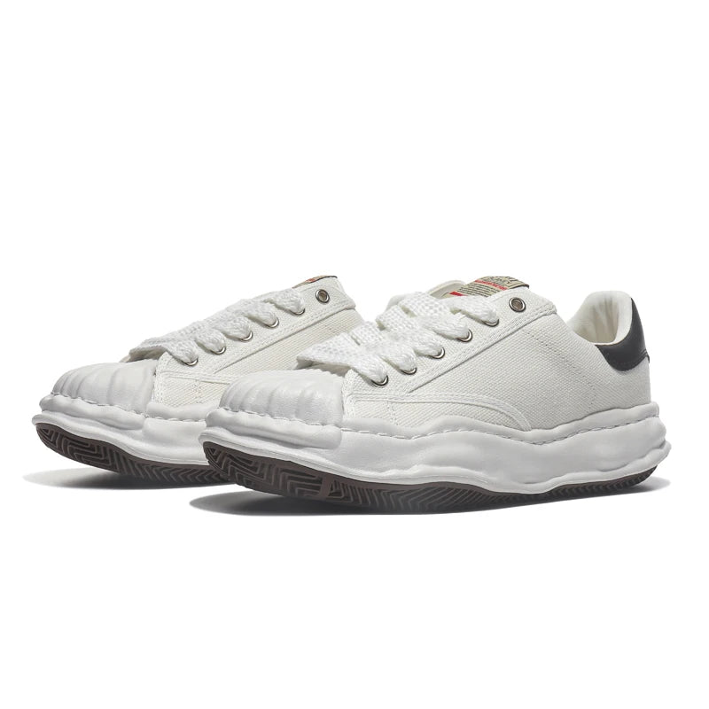 Unisex Thick Sole Board Sneakers — Breathable Lace-Up Casual Walking Shoes
