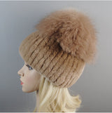 Women's Luxury Rex Rabbit & Fox Fur Beanie Hat