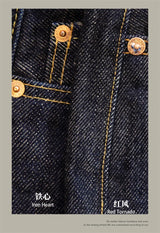 Red Tornado NOIR 21oz Selvedge Denim Straight Cut Jeans Indigo Rugged Style Men Pants