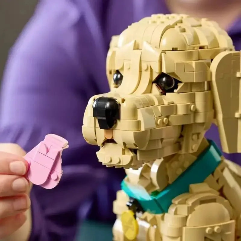 2102pcs Golden Retriever Puppy Bricks Model Building Blocks Ideas ANIMAL Dog Assemble Toys for Home Decor Adults Gifts
