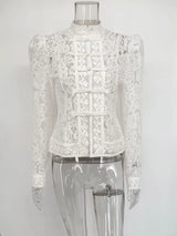 Summer Elegant Lace Hollow Out Party Blouse
