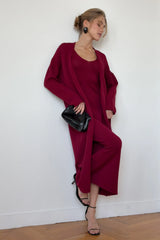 Hirsionsan Soft Loose Sets Women Two Pieces Long Sleeve Cardigan & Vest Dresses Elegant Female Hollow Outfits Cotton Tracksuit