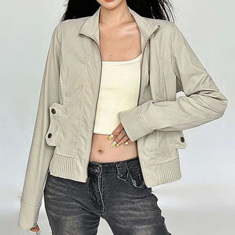 American retro industrial style line segmentation pocket flight staff jacket, versatile autumn and winter jacket