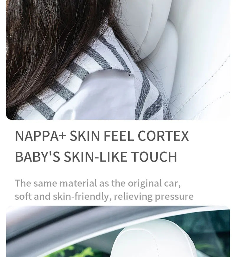 OULEX For Tesla Model 3 Y/Juniper Flocking/Leather Car Seat Neck Pillow Soft Memory Neck Pillow High-Quality Headrest Support