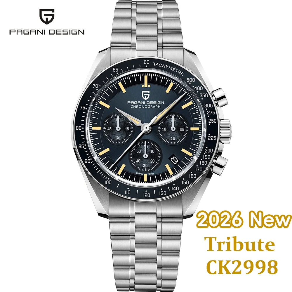 PAGANI DESIGN 2026 New AK Project Men's Watches Luxury Quartz Wrist Watch For Men AR Sapphire Speed Chronograph Automatic Date