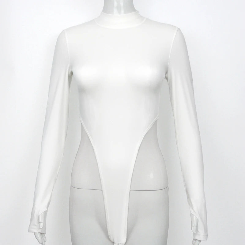 Women's Y2K Half-High Collar Long-Sleeve Slim Bodysuit