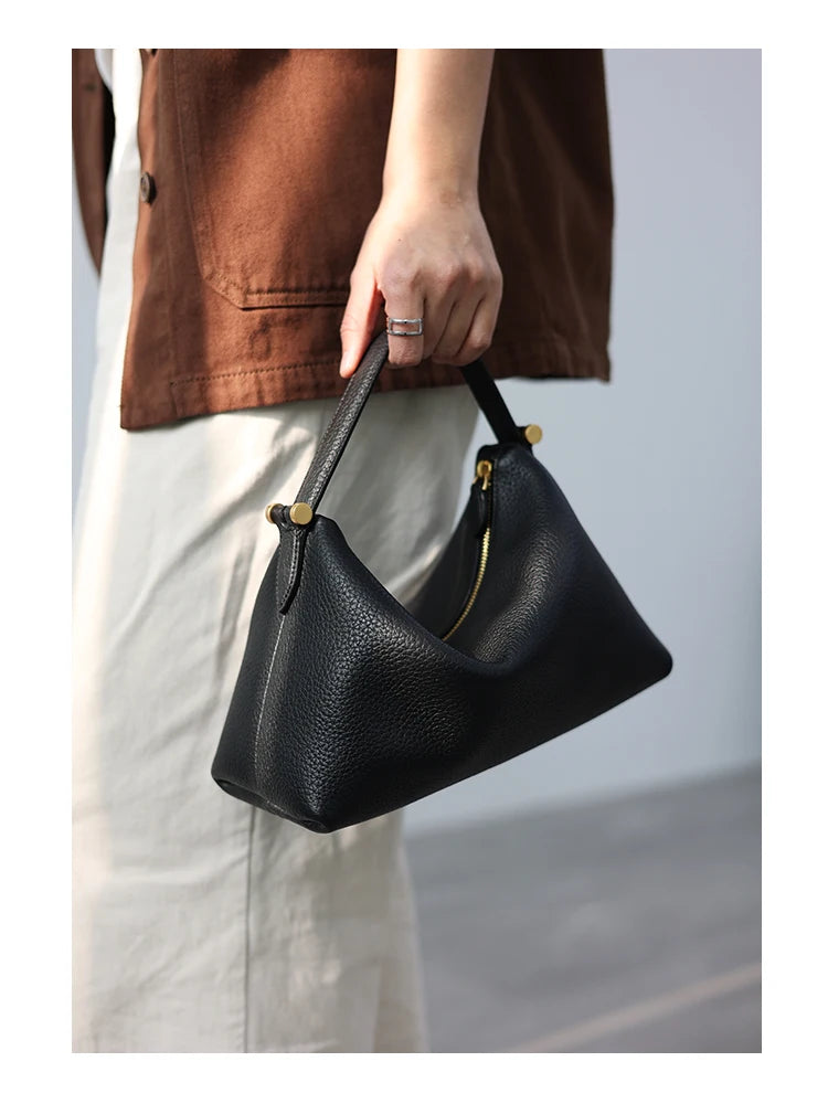 2024 Women Genuine Leather Luxury Handbags Small Size Versatile Cowhide Crossbody Bag Fashion Soft Messenger Purses