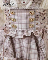 Lolita Plaid Strap Skirt – High Waist Mini for Women