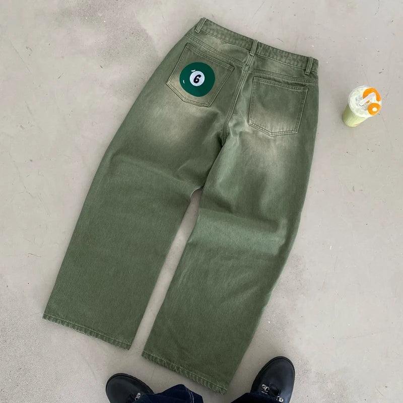 Matcha Green Baggy Jeans | Y2K Retro Denim