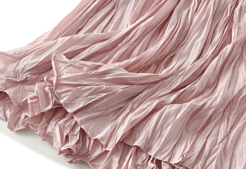 Women's Pleated Maxi Skirt – Elegant A-Line Beach Style