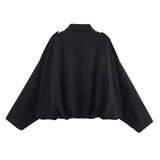 Women's Suede Bomber Jacket – Elegant Oversized Coat