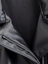 HH Women Vintage Motorcycle Jacket With Belt Faux Leather Trench Coat Long Sleeve Lapel Zipper Jacket Autumn High Street Outwear