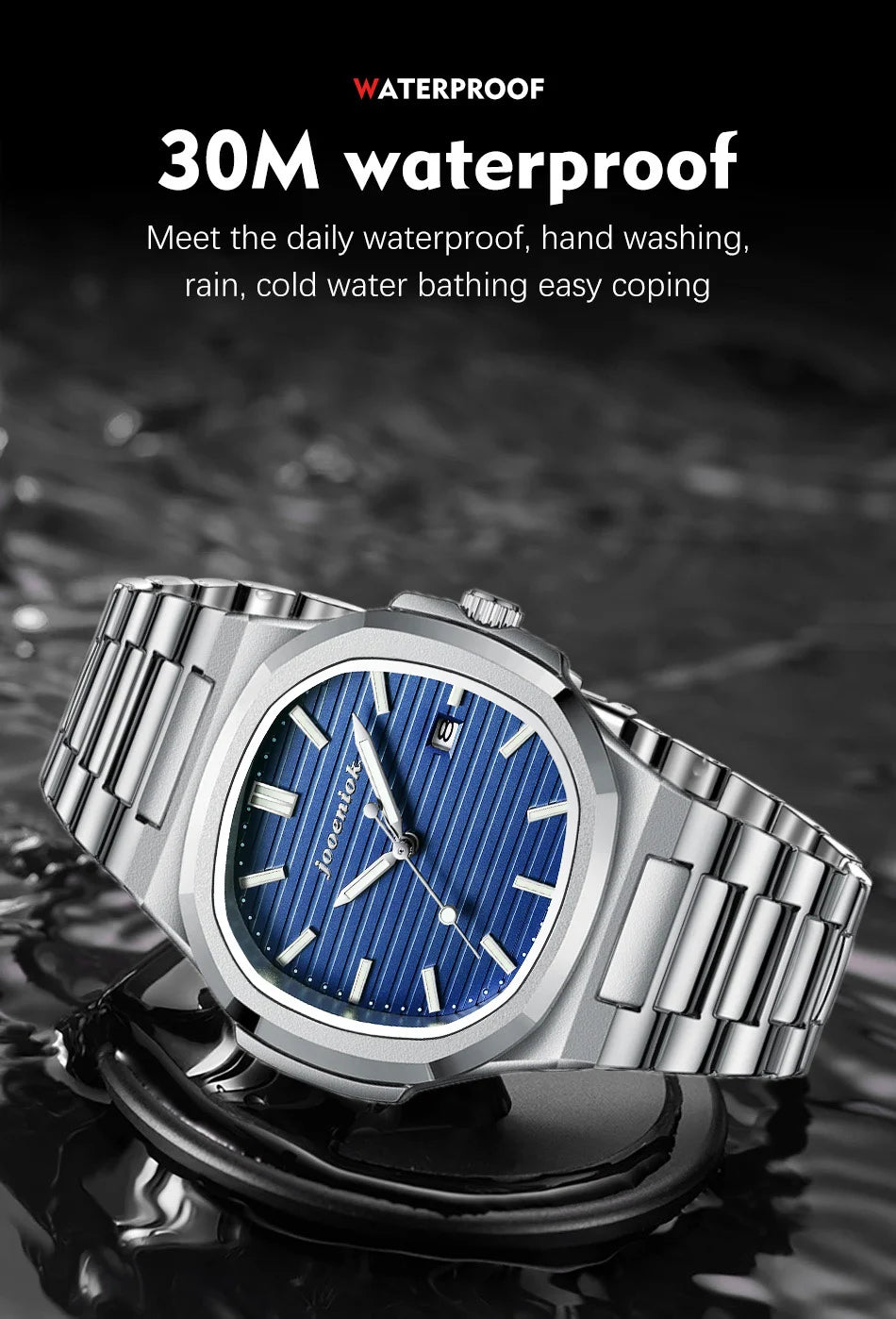 2025 New luxury military man watch square waterproof bright Date week men watch stainless steel Quartz men watches Reloj + box