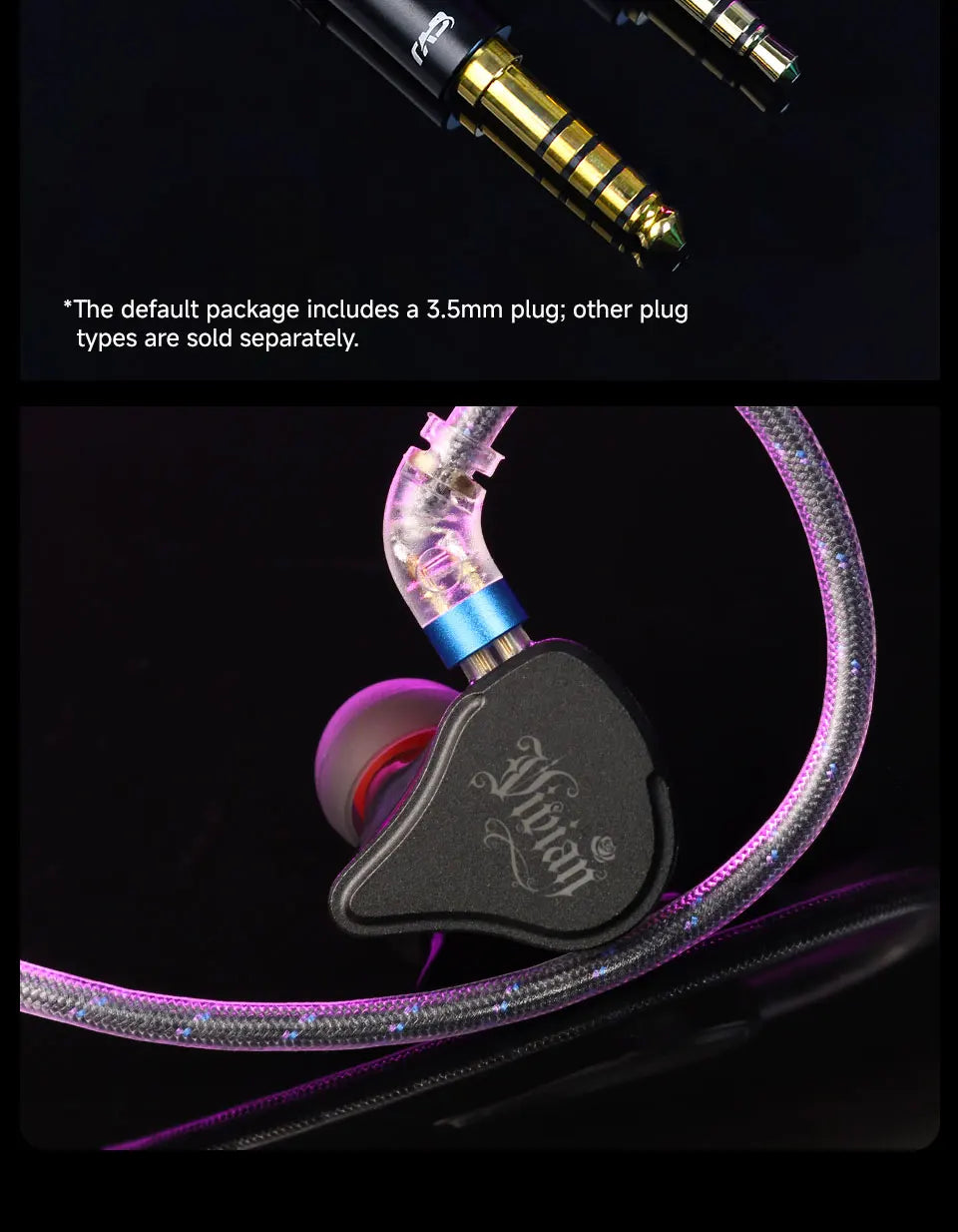 CVJ Vivian In-Ear Earphones 10mm Dynamic Driver HiFi IEM with Mic Cable for Music And Gaming