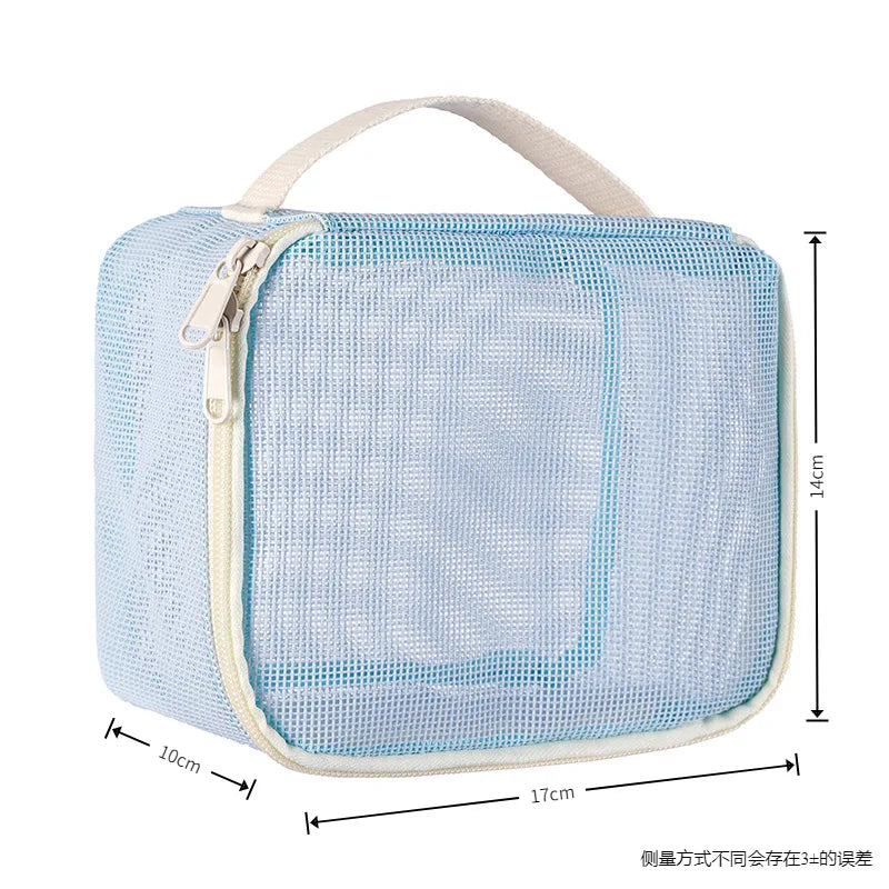Large Mesh Makeup Bag for Women Portable Breathable Cosmetic Organizer Bag Travel Makeup Pouch with Simple Design
