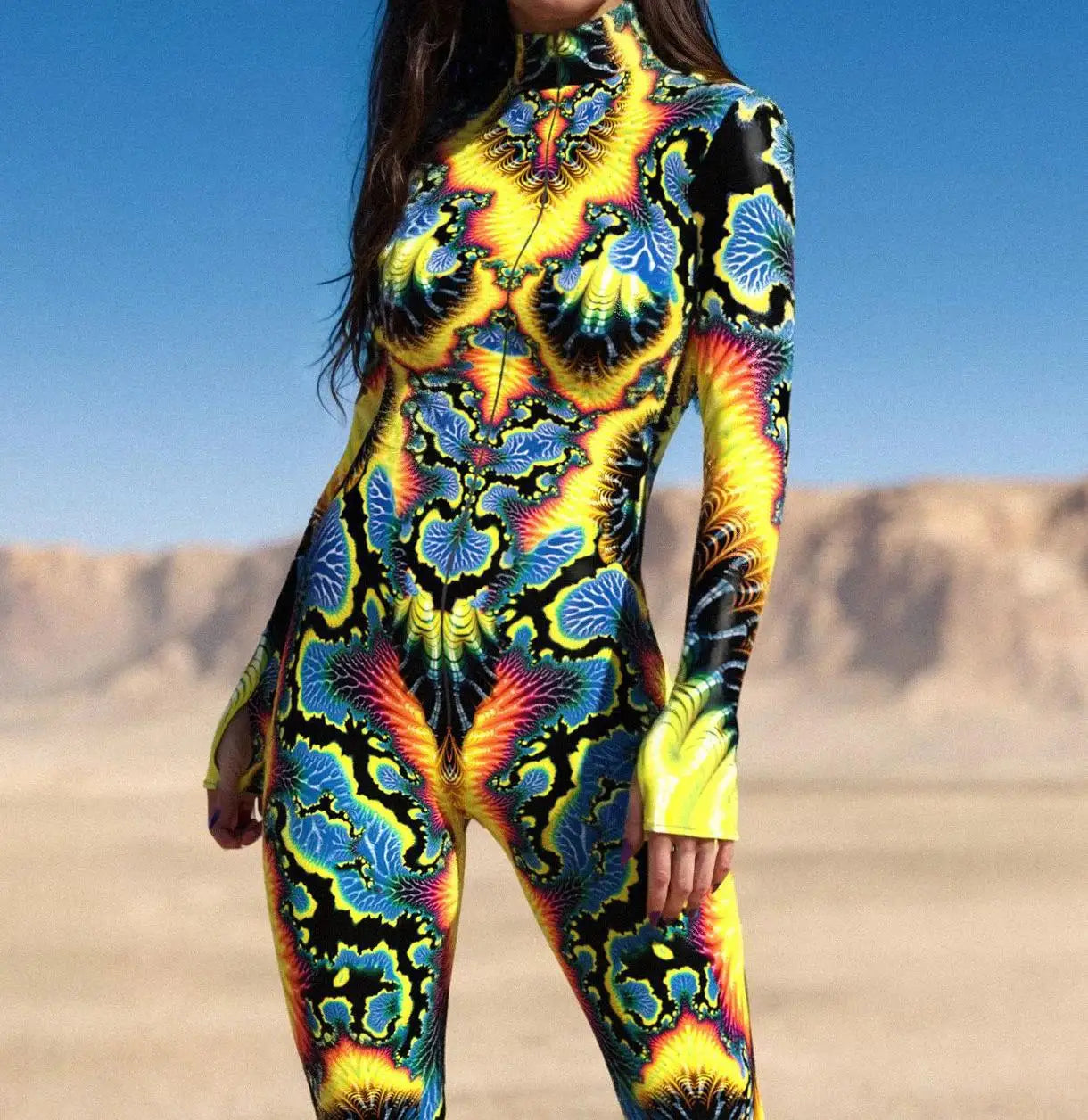 Women's 3D Print Goddess Jumpsuit Catsuit Costume