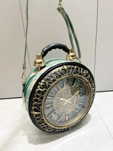 Vintage Clock-Style Circular Shoulder Bag