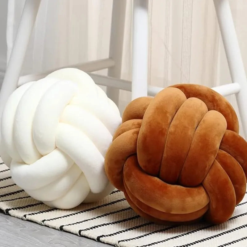 Handmade Knot Ball Throw Pillow – Soft Velvet Cushion