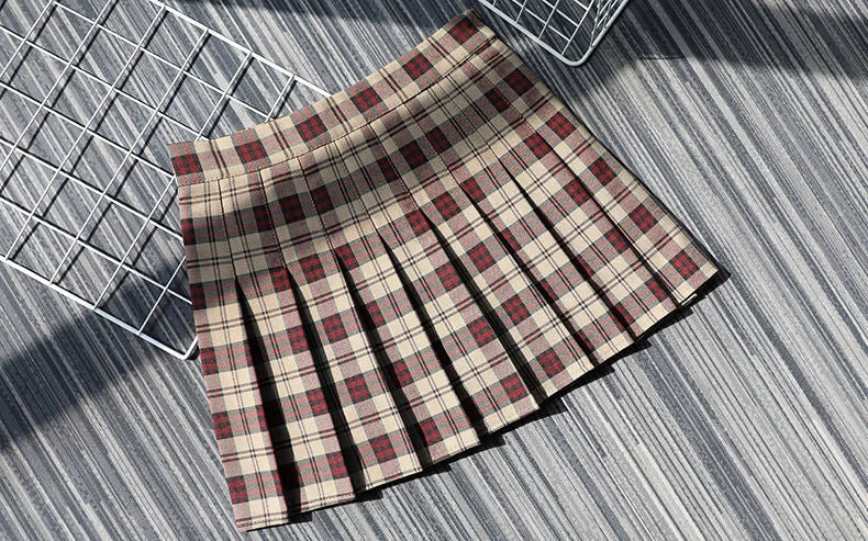Plaid A-Line Mini Skirt – High Waist, Pocketed