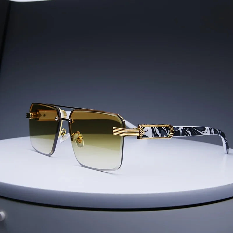 Rimless Rectangle Sunglasses – UV400 Unisex Shades