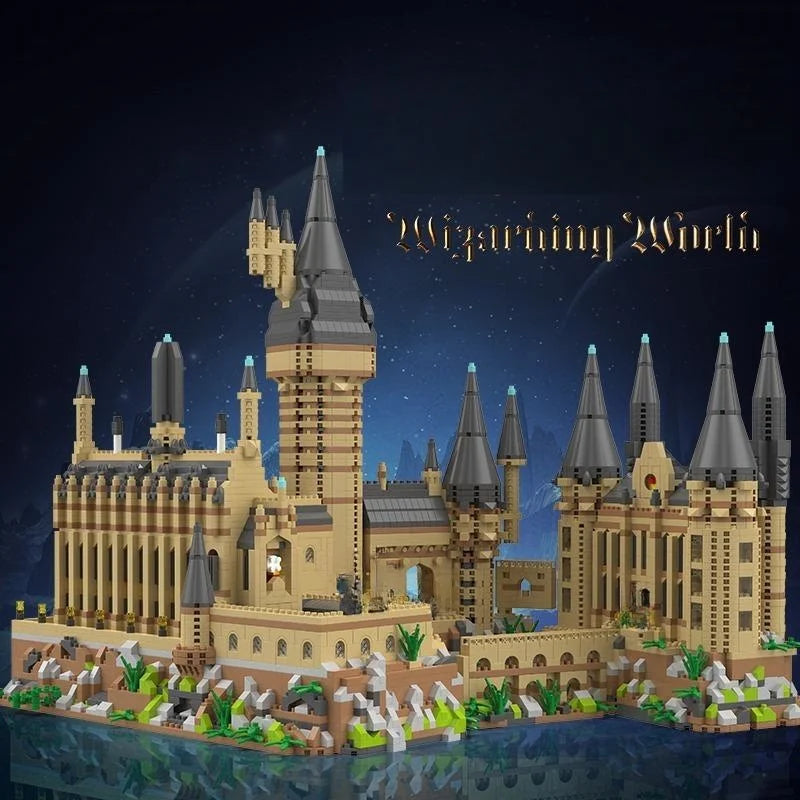 New Magic Castle Micro Building  Blocks Light Up Street View Architecture Creative MOC Model Kit  Kids Christmas Birthday Gifts