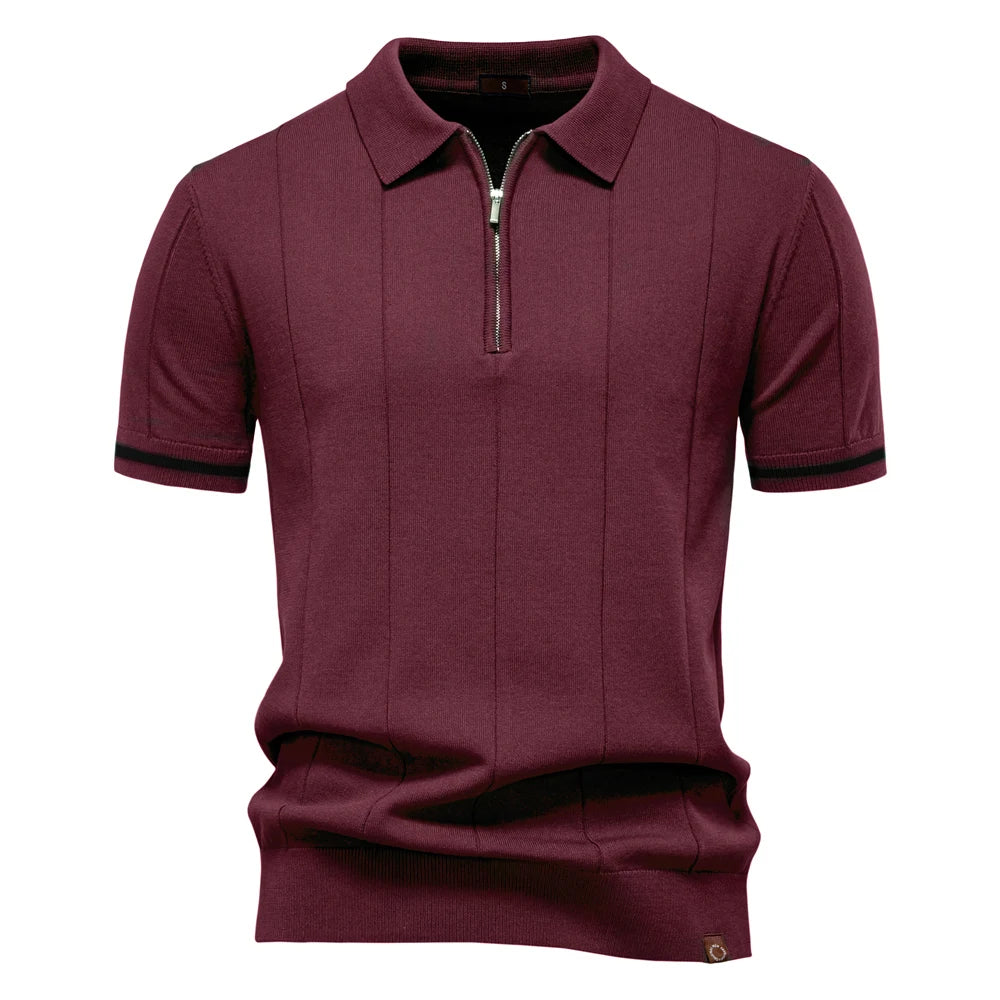 AIOPESON Men's Slim Fit Zipper Polo Shirt | Sport & Office