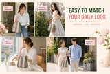 Korean Style Mini Knit Tote Bag Women Striped Crochet Bucket Handbag Lightweight Summer Daily Shoulder Purse For Vacation