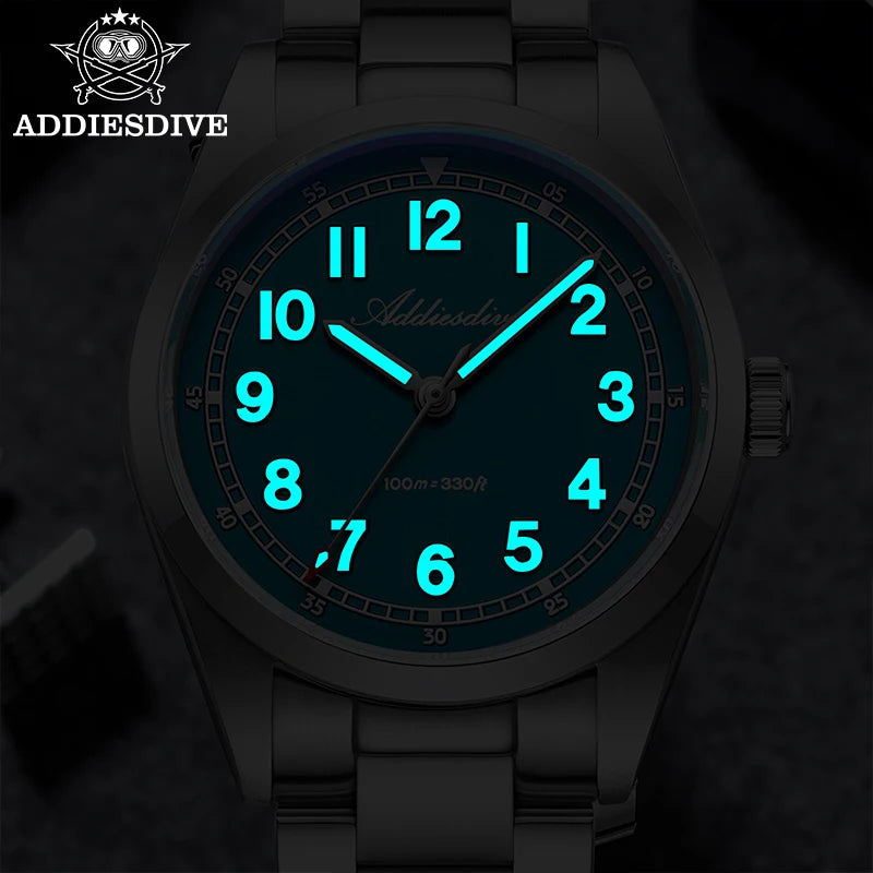 ADDIESDIVE 2025 New Men’s Luxury Quartz Watch AD2521 Ultra-Thin Sapphire Glass BGW9 Luminous 316L Steel Band 100M Waterproof