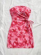 Floral Print Ruched Tube Mini Dress