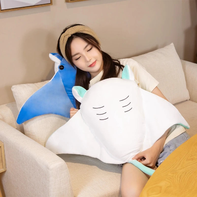 Kawaii Manta Ray Plush Pillow — Soft Marine Life Toy