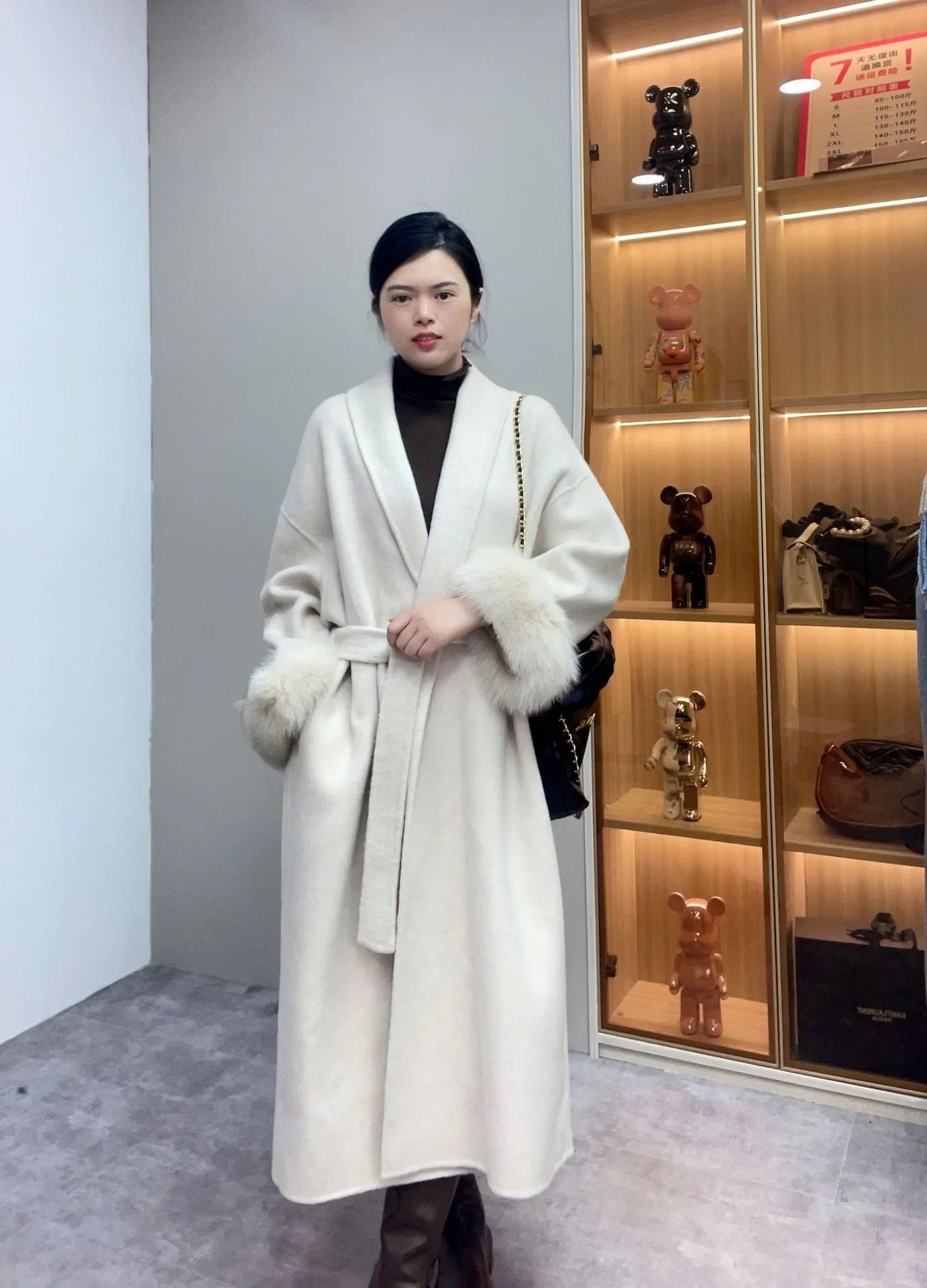 Double-Sided Wool & Fox Fur Jacket