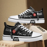 Men's Plus Size Canvas Sneakers — Breathable Lace-Up Casual Flat Shoes